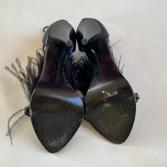 GIVENCHY Runaway Black Feathers Ankle Straps Heel sandals SZ 6/36 - Picture 12 of 13